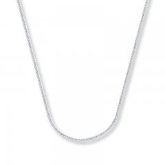 Square Wheat Chain 14K White Gold Necklace 16" Length