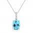 Swiss Blue Topaz & White Lab-Created Sapphire Necklace Sterling Silver 18"