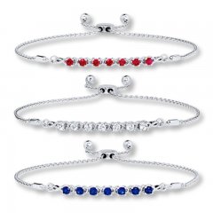 Bolo Bracelet Set Lab-Created Gemstones Sterling Silver