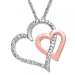 Diamond Heart Necklace 1/10 ct tw Round-cut 10K Two-Tone Gold