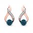 Blue/White Diamond Earrings 1/5 ct tw 10K Rose Gold