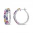 Multi-Gemstone Hoop Earrings Sterling Silver