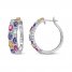 Multi-Gemstone Hoop Earrings Sterling Silver