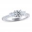 THE LEO Ideal Cut Diamond 3-Stone Engagement Ring 1 ct tw 14K White Gold