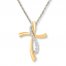 Diamond Cross Necklace 1/6 ct tw Round-cut 10K Yellow Gold