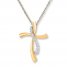 Diamond Cross Necklace 1/6 ct tw Round-cut 10K Yellow Gold