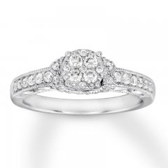 Diamond Engagement Ring 3/8 ct tw Round-cut 10K White Gold