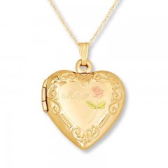 "Mom" Heart Locket 14K Yellow Gold