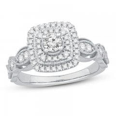 Multi-Diamond Engagement Ring 5/8 ct tw Round-cut 14K White Gold