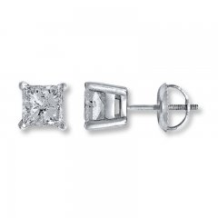 Diamond Earrings 1-1/2 ct tw Princess-cut 14K White Gold