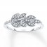 Diamond Leaf Ring 1/10 ct tw Round-cut Sterling Silver