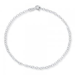 Open Link Chain Anklet Sterling Silver 10" Length