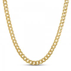 Men's Italian Flat Curb Chain Necklace 10K Yellow Gold 24"