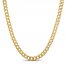 Men's Italian Flat Curb Chain Necklace 10K Yellow Gold 24"