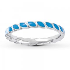 Stackable Ring Blue Enamel Sterling Silver