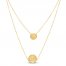 Layered Concave Disc Necklace 14K Yellow Gold 17"