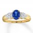 Lab-Created Sapphire Ring 1/15 ct tw Diamonds 10K Yellow Gold