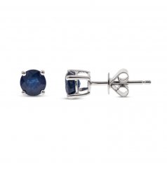 Blue Sapphire Solitaire Earrings 10K White Gold