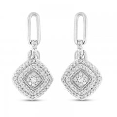 Diamond Earrings 3/8 ct tw Round-cut Sterling Silver