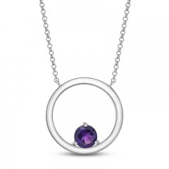 Amethyst Circle Necklace Sterling Silver 18"