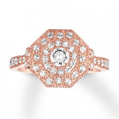 Diamond Engagement Ring 3/4 ct tw Round-cut 14K Rose Gold