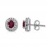 Natural Ruby Earrings 1/6 ct tw Diamonds 10K White Gold