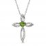 Peridot & White Lab-Created Sapphire Cross Necklace Sterling Silver 18"