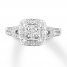 Diamond Engagement Ring 1 ct tw Princess/Round 14K White Gold