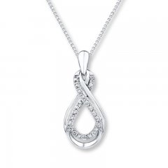 Diamond Infinity Necklace 1/20 ct tw Round-cut Sterling Silver