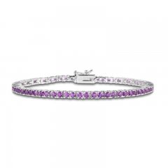 Amethyst Line Bracelet Sterling SIlver 7.25"