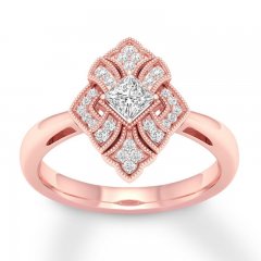 Diamond Ring 1/3 ct tw Princess/Round 10K Rose Gold