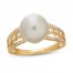 Cultured Pearl Ring 1/6 ct tw Diamonds 10K Yellow Gold