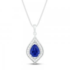 Blue & White Lab-Created Sapphire Necklace Sterling Silver 18"