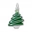 Christmas Tree Charm Green Enamel Sterling Silver