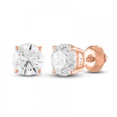 Diamond Solitaire Earrings 1 ct tw Round-cut 10K Rose Gold