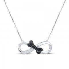 Bone Infinity Necklace 1/20 cttw Black Diamonds Sterling Silver