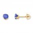 Children's Stud Earrings Blue Cubic Zirconia 14K Yellow Gold