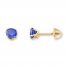 Children's Stud Earrings Blue Cubic Zirconia 14K Yellow Gold