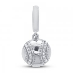 True Definition Baseball Charm 1/15 ct tw Diamonds Sterling Silver