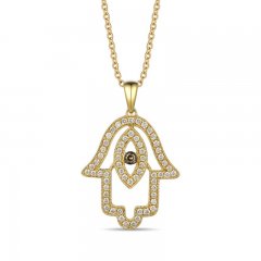 Le Vian Diamond Hamsa Necklace 1/2 ct tw 14K Honey Gold 18"