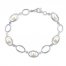 Cultured Pearl & White Lab-Created Sapphire Bracelet Sterling Silver 7.5"