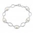 Cultured Pearl & White Lab-Created Sapphire Bracelet Sterling Silver 7.5"