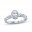 Monique Lhuillier Bliss Diamond Engagement Ring 7/8 ct tw Oval, Marquise & Round-cut 18K White Gold