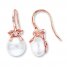 Cultured Pearl Earrings Diamond Accents 10K Rose Gold