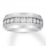 Men's Diamond Wedding Band 1 ct tw Round-cut 10K White Gold