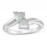 Lab-Created Opal & Diamond Heart Ring Heart/Round-cut Sterling Silver