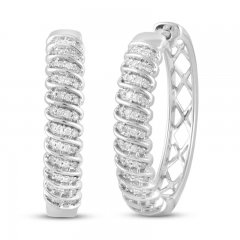 Diamond Hoop Earrings 1/4 ct tw Sterling Silver