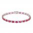 Lab-Created Ruby & White Lab-Created Sapphire Bracelet Sterling Silver 7.25"