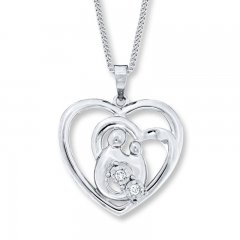 Mother and Child Necklace 1/20 ct tw Diamonds Sterling Silver