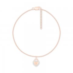 Diamond Heart Lock Anklet 10K Rose Gold